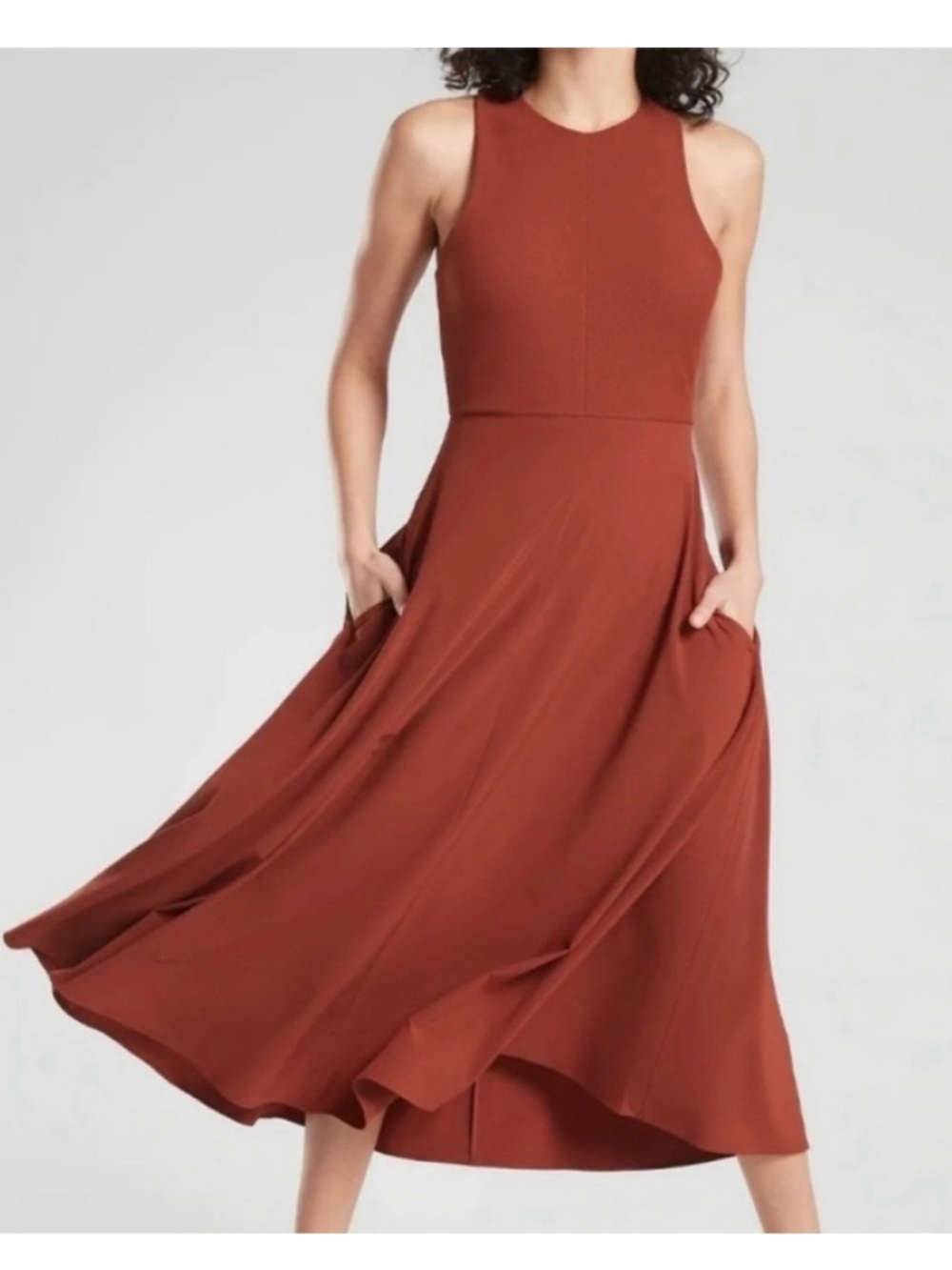 Athleta Winona Midi Support Dress in Russet Brown
